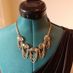 Crystal and gold statement necklace